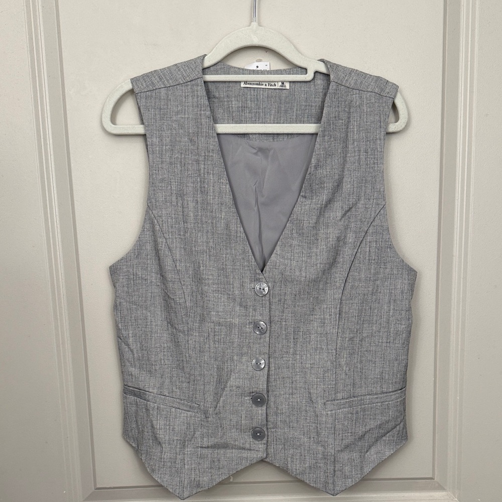 Abercrombie & Fitch Gray Button-Front Vest